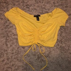 Off the Shoulder Yellow Crop Top